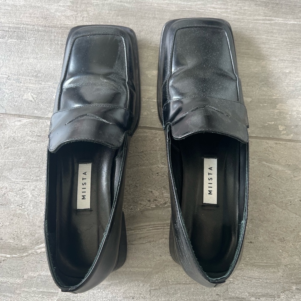 Miista square toe block heel loafers